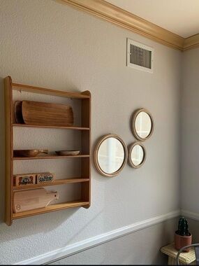 Vintage Boho chic Bamboo Frame Round Wall Mirrors - Set of 3